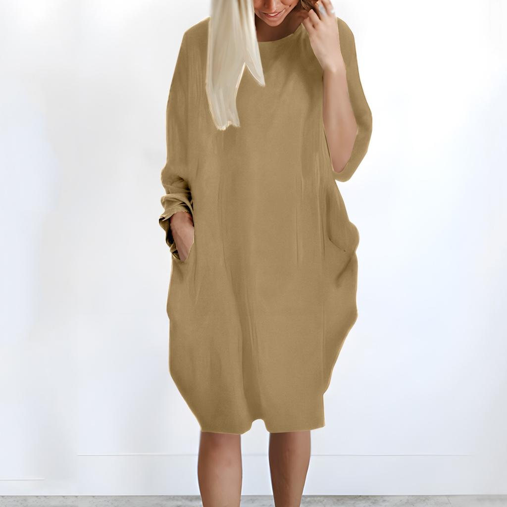 Women's Casual Baggy Pocket Long Sleeve Plus Size Long Sleeve Dress