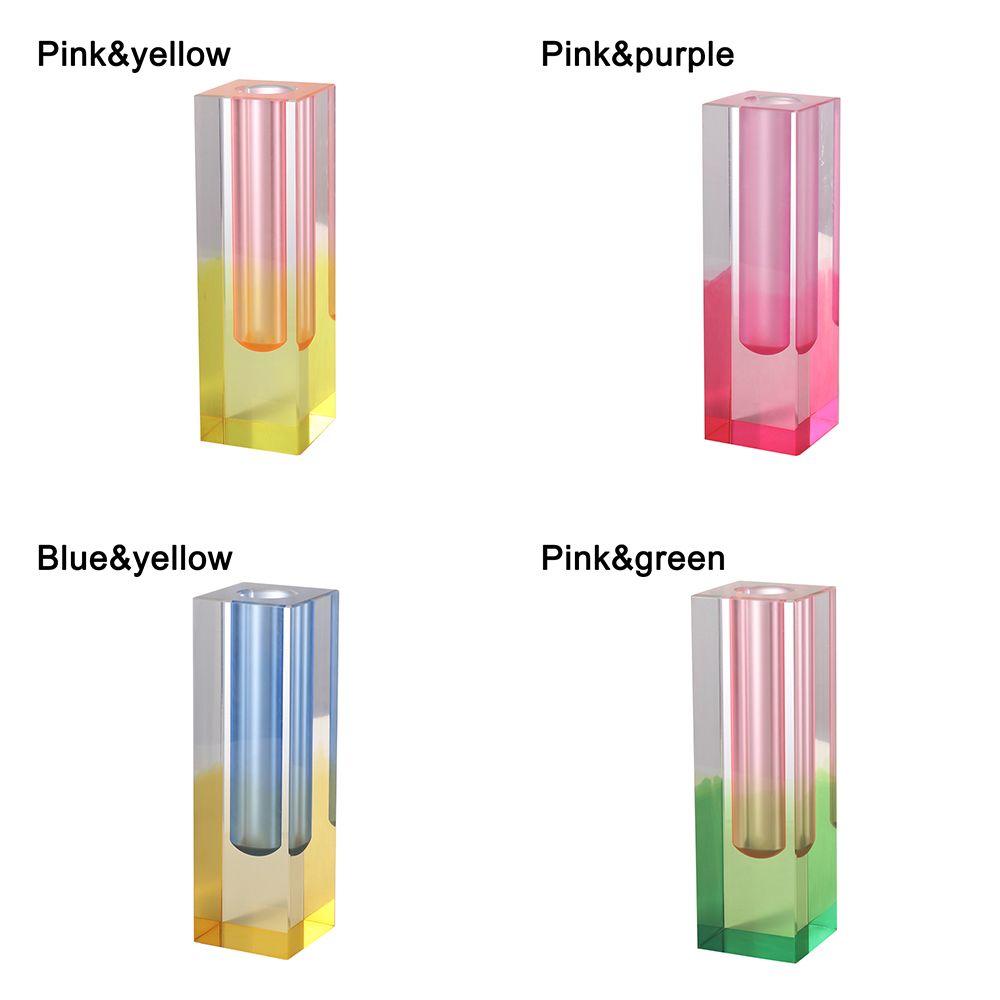 Modernes Design Kleine quadratische Acrylsäulen-Vase für Tischdekoration