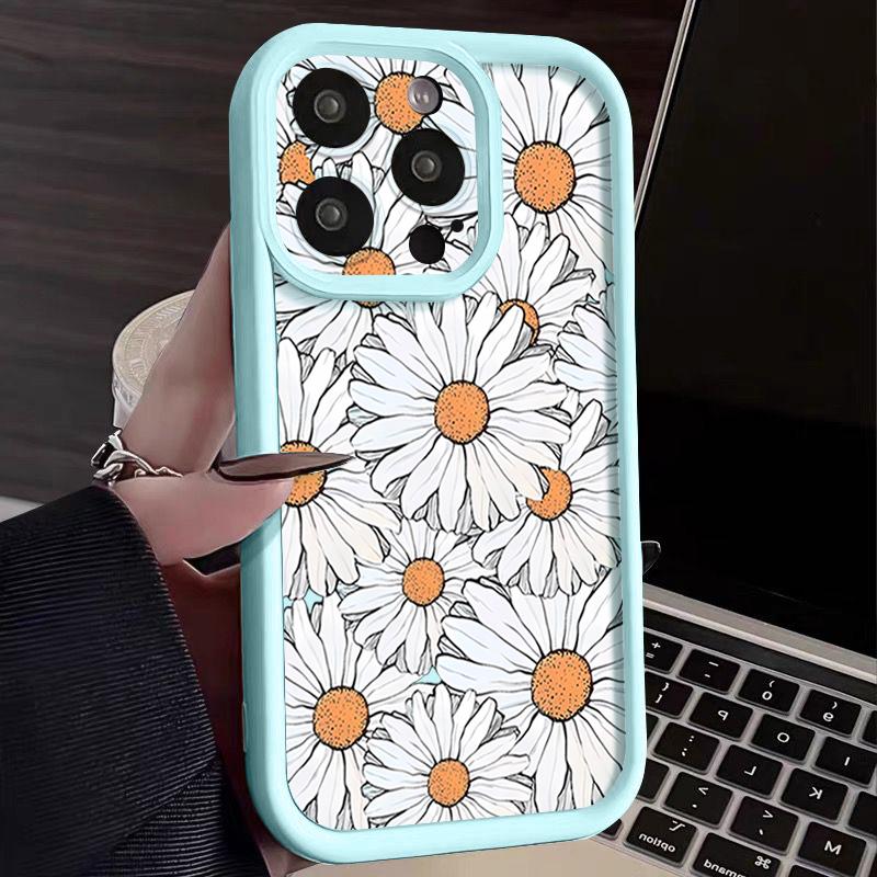 For iPhone 16 Pro Max Phone Case For iPhone 16e 15 14 13 12 Pro Max Plus 11 XR XS Flower Print Phone Case TPU Soft Shockproof Case Cover