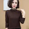 Women's Double-Sided Fleece Long-Sleeve Semi-Turtleneck Top - Stylish and Warm for Autumn/Winter