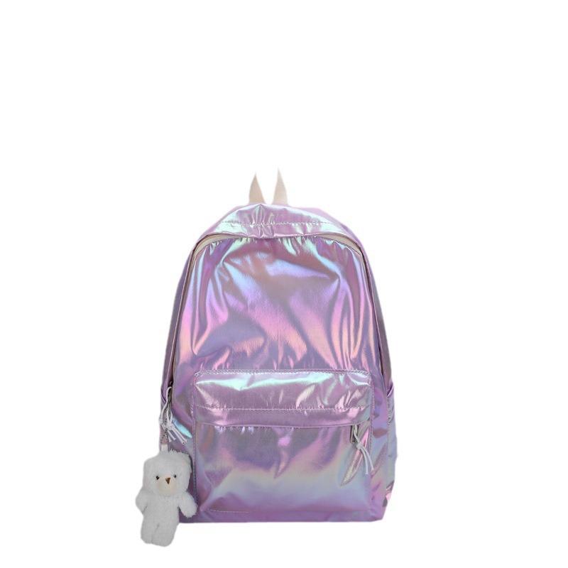 Schoolbag1011 Summer New Korean Version Style Solid Color Casual Outdoor Backpack Personalized Simple Student Backpack Laser Bag
