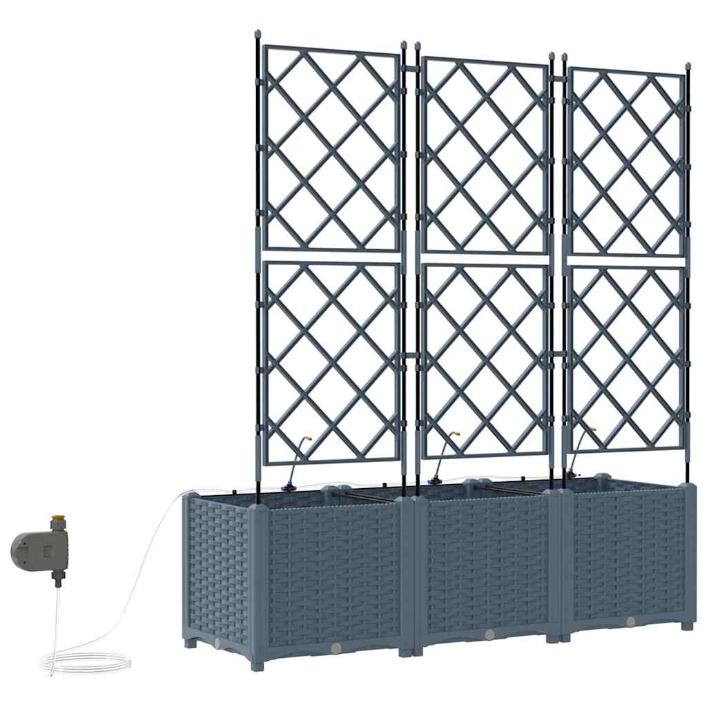 Garden Planter Set 3 Pcs Light Grey 120 X 40 X 142 Cm Plastic