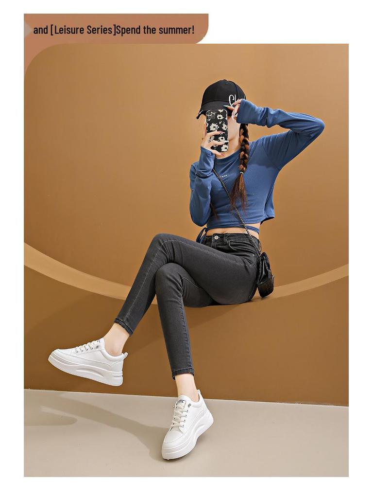 Жіночі осінні білі кросівки на платформі 2024 - Легке, дихаюче повсякденне взуття з додаванням висоти