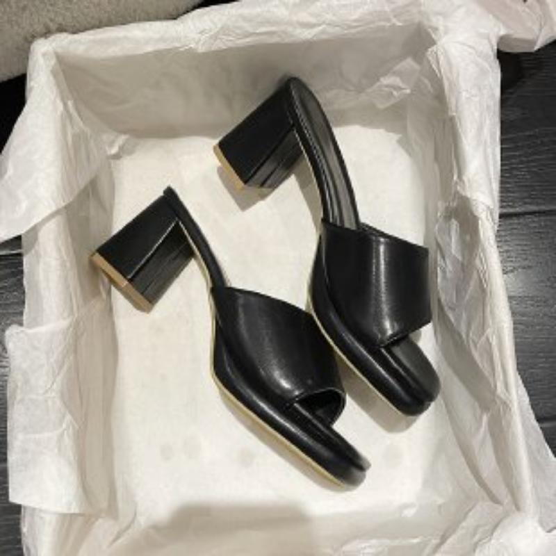 

Женские летние тапочки с открытым носком, сандалии на массивном высоком каблуке, шлепанцы, праздничная обувь для женщин, шлепанцы, однотонные, конфетных цветов, больших размеров 35-46 35 чёрный