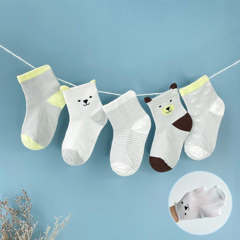 5 Pairs Sweet Baby Socks Newborn Baby Boy Girls 0-3 Years Kids Soft Cotton Cartoon Animal Cartoon Children's Socks for Girls