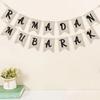 Wooden Ramadan Banner Openwork Pattern Eid Hanging Ornaments Crafts Mubarak Banner  Wall