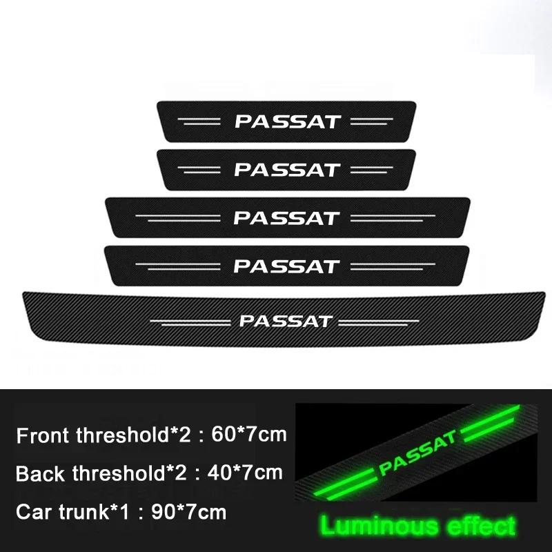 AOICV1 Luminous Car Front Rear Door Sill Scuff Plate Trunk Threshold Protective Decals for Volkswagen VW Passat B5 B6 B8 B7 Variant
