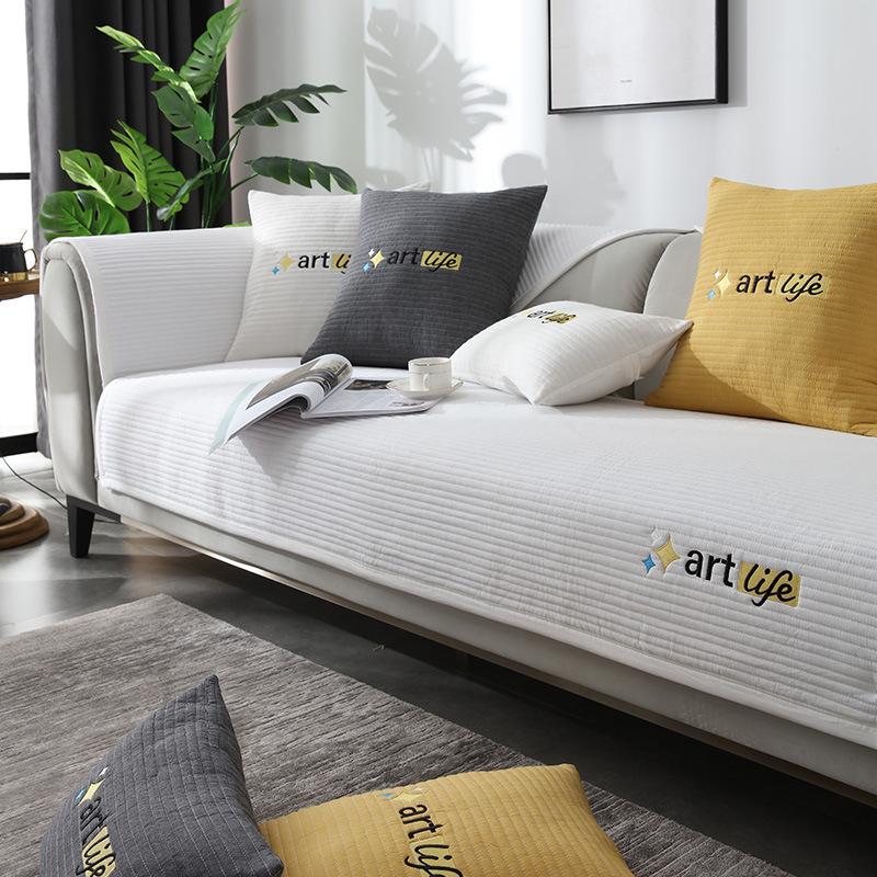 

Полностью хлопковая подушка для дивана, универсальная круглый год, простая и современная противоскользящая подушка для сиденья, ткань из чистого хлопка, утолщенный зимний чехол для дивана 70*70