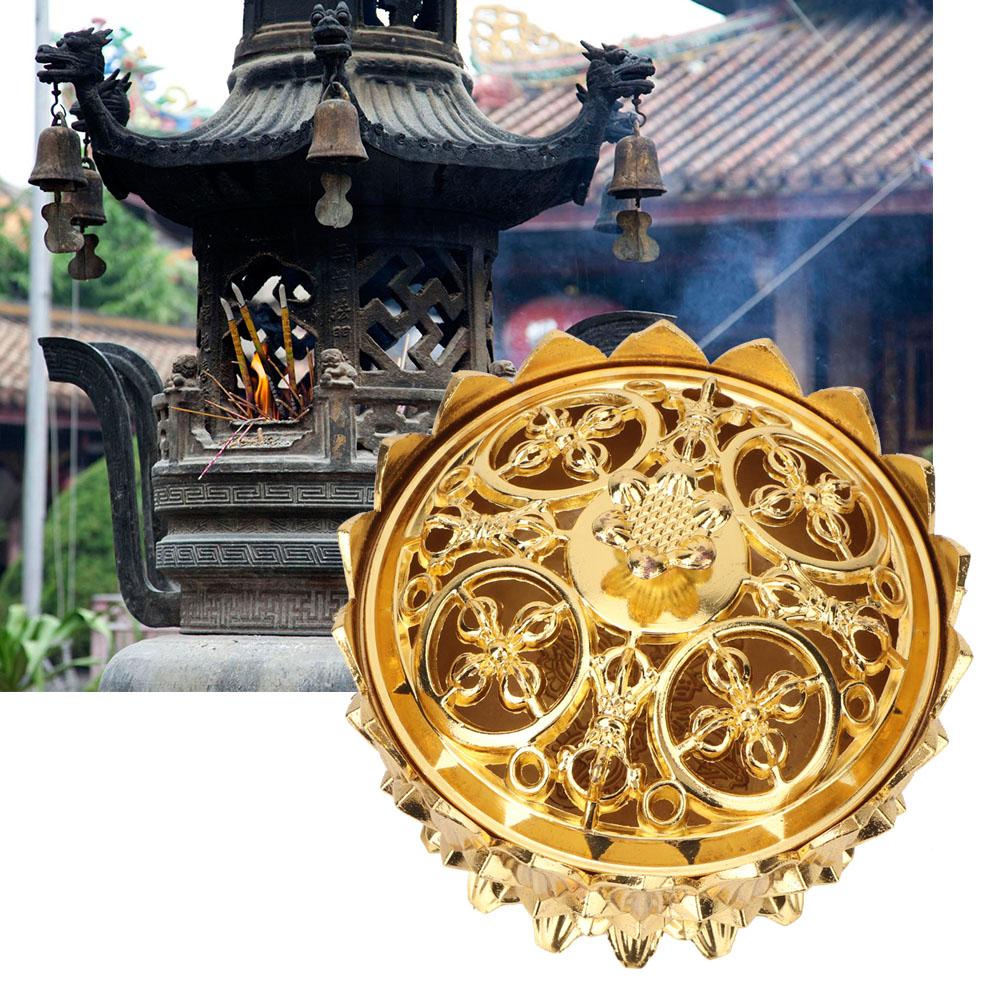 Alloy Craving Censer Incense Burning Flower Base Buddhist Supplies Home Decoration(Golden)