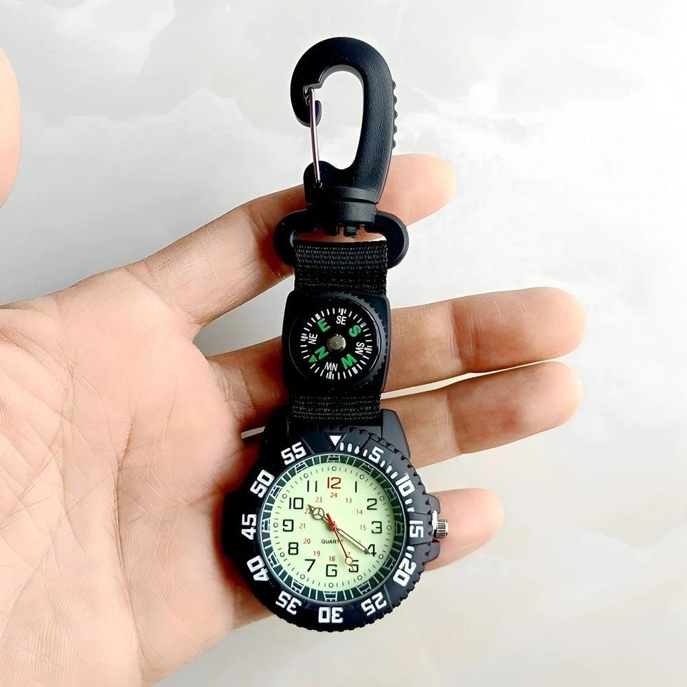 with Compass Compass Watch Black Carabiner Watch Unisex Pocket Watch Outdoor Sports
