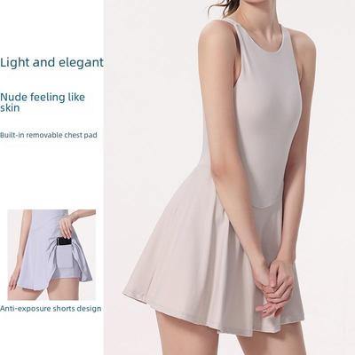 Lu Style Quick-Dry Summer Sports Dress: Lightweight Tennis Skirt & One-Piece Yoga Suit for Women