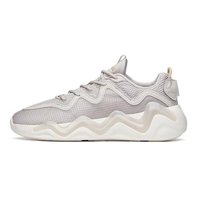 Lifestyle-Serie Stoff Synthetikleder Stoßabsorption Rutschfest Verschleißfest Atmungsaktiv Niedrig geschnitten Freizeit-Schuhe Herren Sneaker Grau 112128841-2