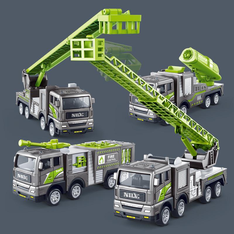 Rescue Simulation Alloy Fire Truck Children Inertia Car Toy Extensible Ladde