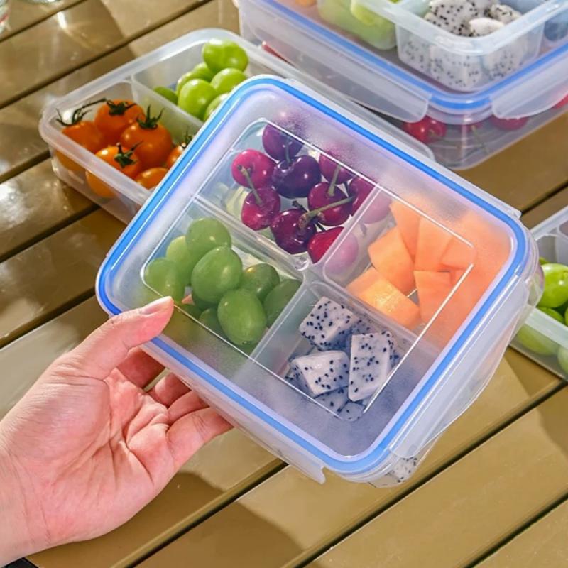 Reusable Plastic Food Storage Containers With Airtight Lids Compartments For Meal Prep Office Lunch Picnic Kitchen Food Storage