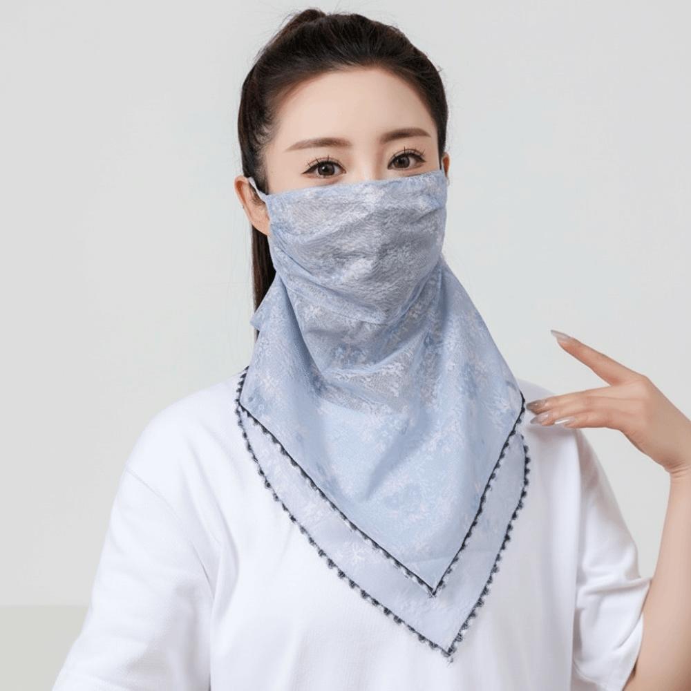 Lace Ice Silk Mask Elastic Sunscreen Veil Fashion Triangular Scarf  Sports
