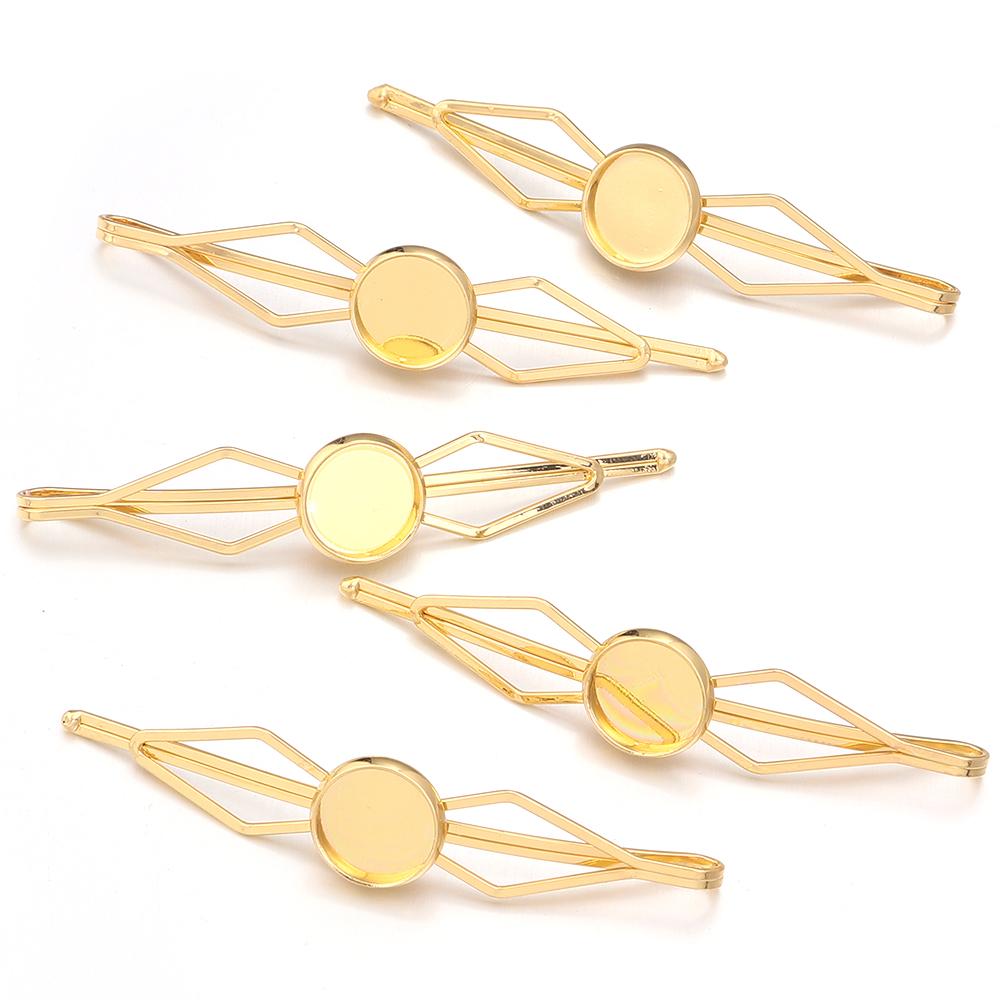 5pcs/lot Inner Size 12mm Round Cabochon Metal Hairpins Barrettes Hair Clips Base Setting For Jewelry Making DIY Hair Accessories