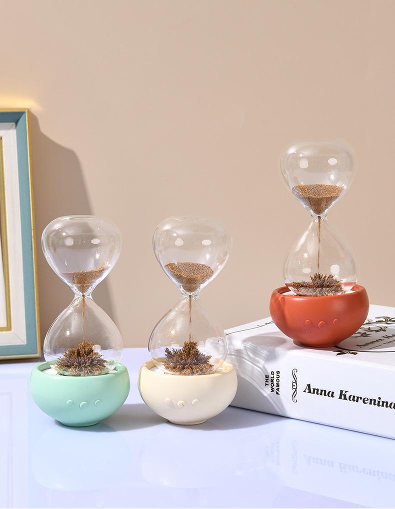 Magnetic Glass Hourglass Timer Ornament - High-End Mini Sand Flow Design