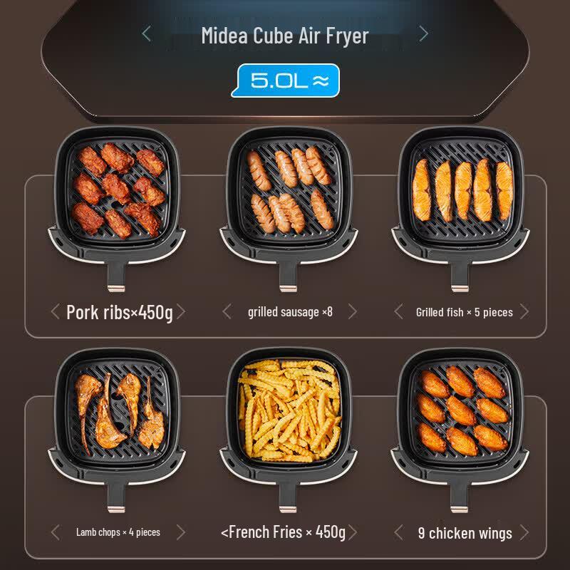 Midea 5L Smart Visual Steam Air Fryer CN plug (adapter included)