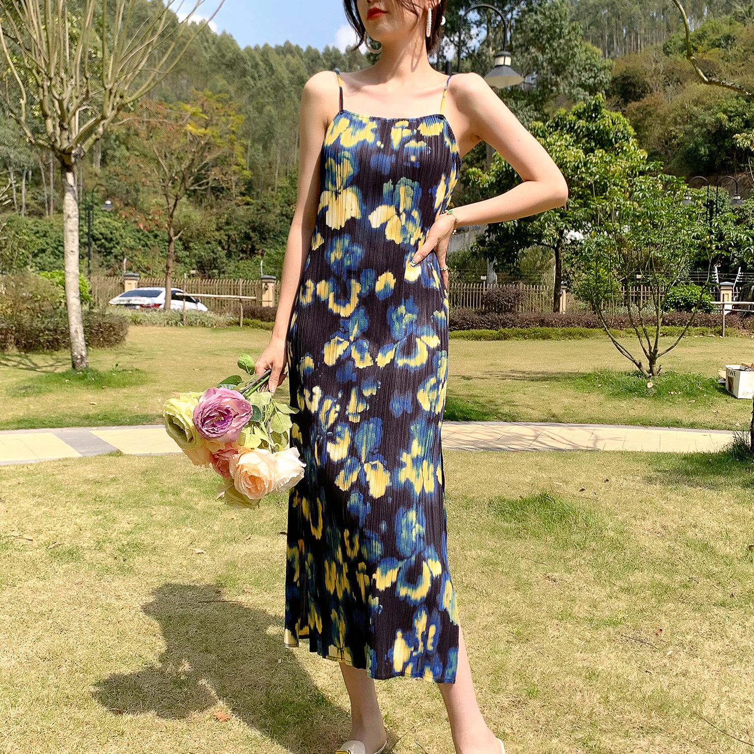 

Элегантное летнее платье-майка с разрезом для женщин - Дышащий отпускной стиль One Size жёлтый