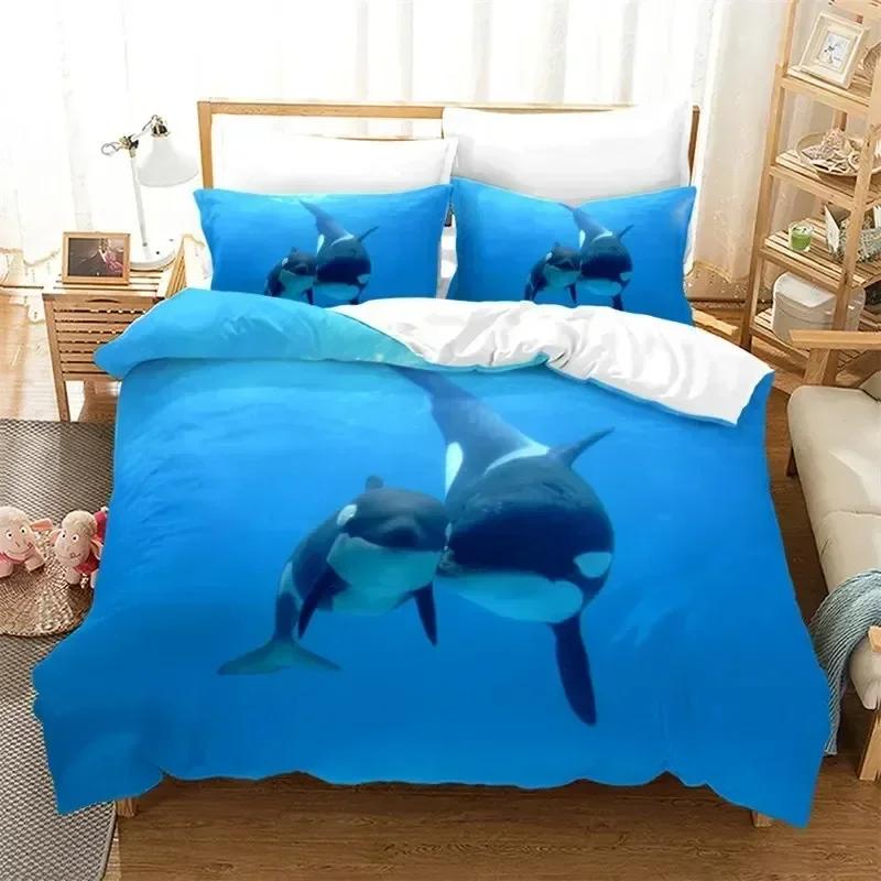Top Dolphin Duvet Cover Full Kids Ocean Animal Bedding Set Luxury Mediterranean Style Comforter Cover Bedroom Decor