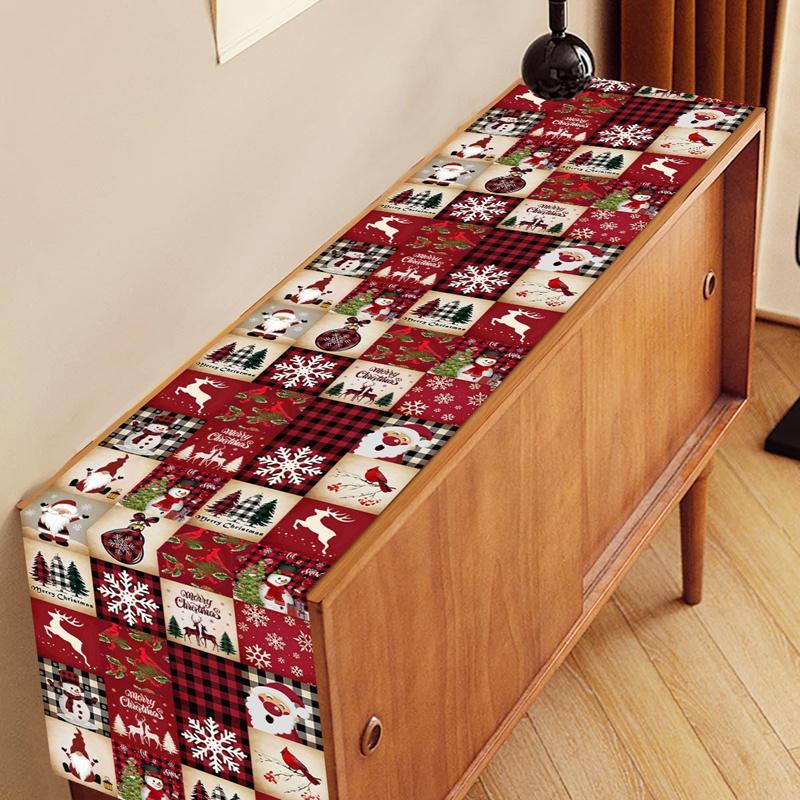Christmas Table Runner Xmas Snowflakes & Elk Table Cover Christmas Decorations for Home 2026 Navidad Noel Gifts New Year 2026