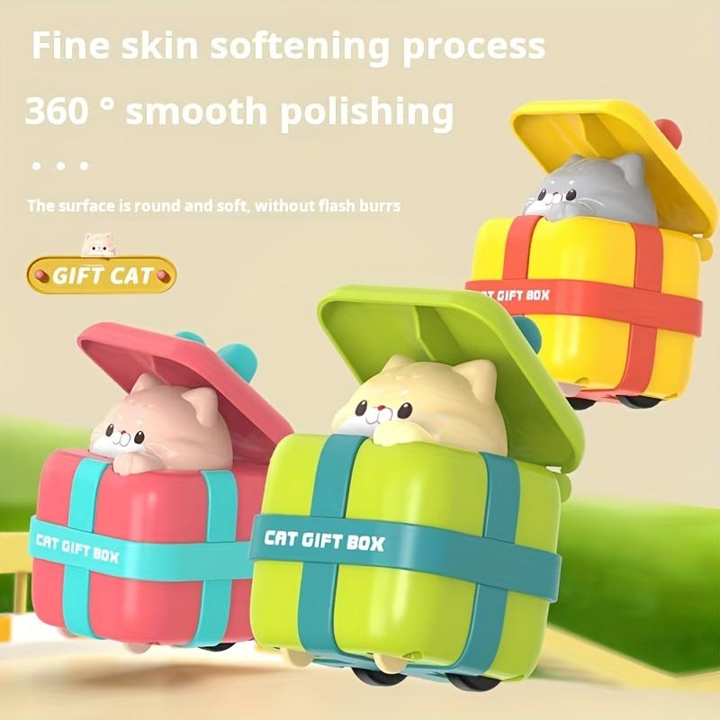 Press Cute Sliding Cartoon Inertia Toy Car Inertia Car Birthday Party Gift Cat Toy Car,Can Walk Without Batteries,Suitable As Halloween,Christmas Gift