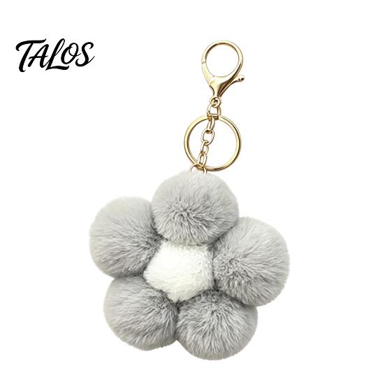Women Bag Charm Plush Flower Keychain for Handbags, Five-petal Charm, Aesthetic Handbag Pendant Fluffy Backpack Hanging Accessory Soft