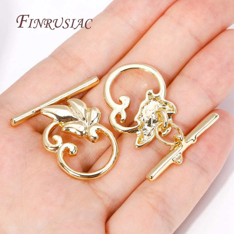 18K Gold Plated Brass Leaf Shape Toggle Clasps,Fashion Bracelet/Necklace Connect Clasps For DIY Jewelry Making Supplies