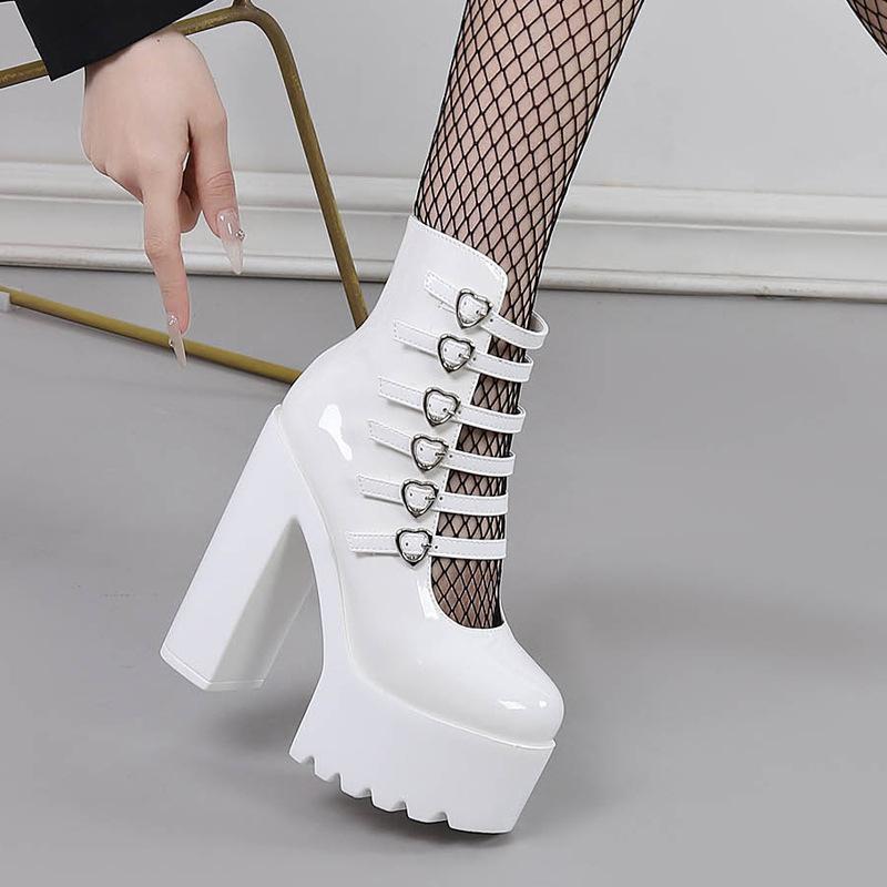 2025 14Cm Sweet Wind Patent Leather Thick Heel Waterproof Table High Heels Catwalk Height High Sexy Shoes ZYW-831-40