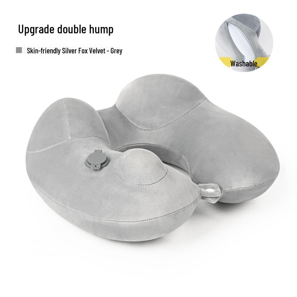 U-förmiges Reise-Nackenkissen - Zum Aufblasen drücken, Tragbare Stütze für Flüge und Geschäftsreisen