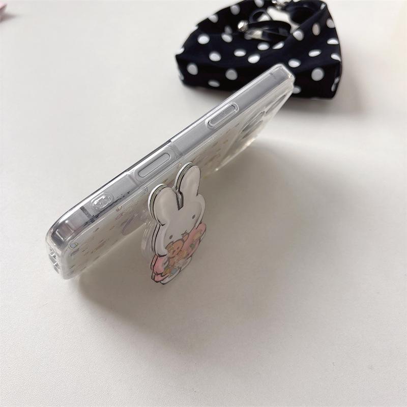 Pink Bunny Heart Phone Stand Case for iPhone 17/16 Pro Max/15/14