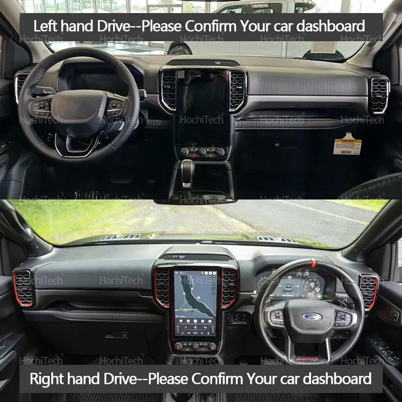 For Ford Ranger T6 P703 2th 2Gen 2024 2025 Suede Leather Dashmat Black/Brown Dashboard Cover Sun Shade Carpet Non-slip Pad