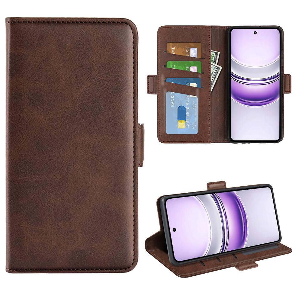 

Чохол-гаманець для Realme 14x 5G зі шкіри теляти з текстурою Brown