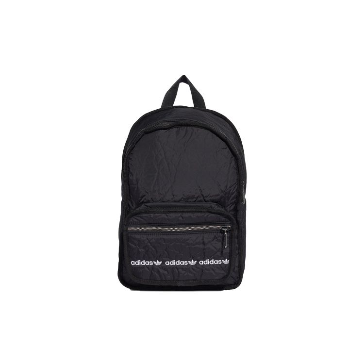 Adidas Originals Classic Logo Large Capacity Casual Nylon Ruched Backpack Unisex Backpack Black GE4782 Black