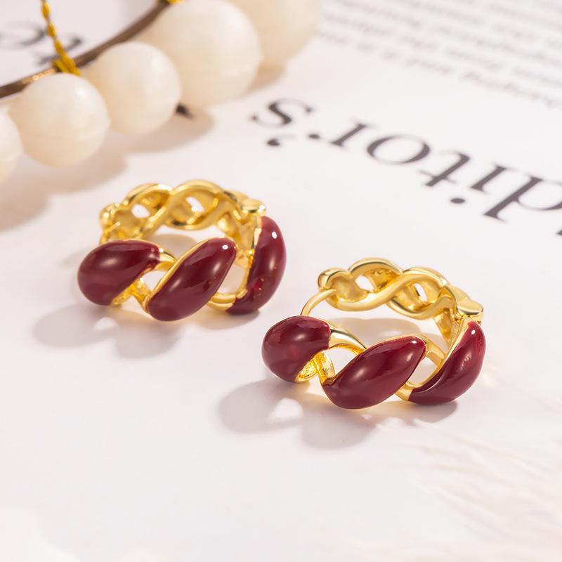 Red Twist Winter New Year High-End Earrings for Women - 2026 Popular Style