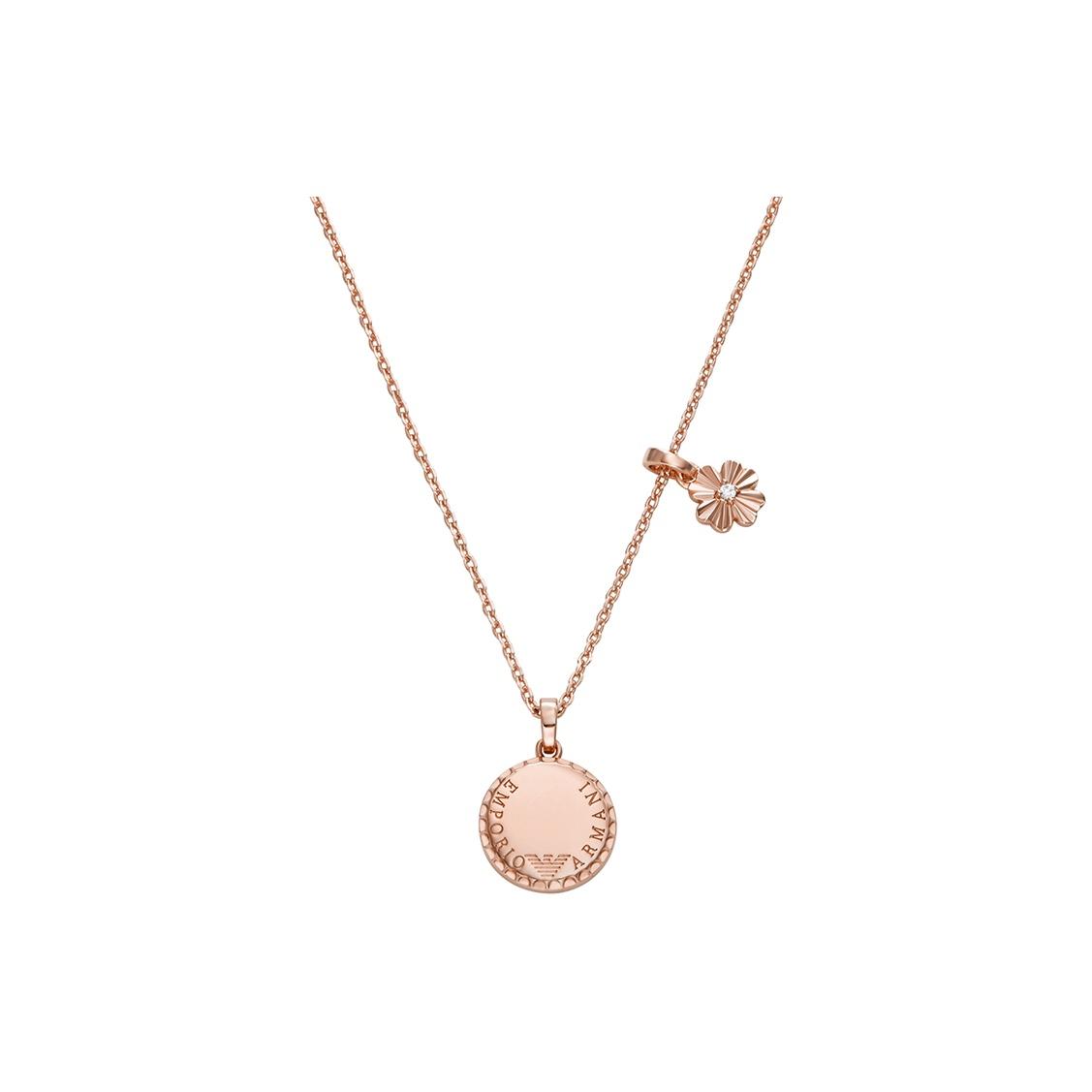Emporio Armani Lucky Four Leaf Clover Lightweight Versatile Wish Necklace Women necklace Rose-Gold Brass EGS3277221 Basic Packaging-Box