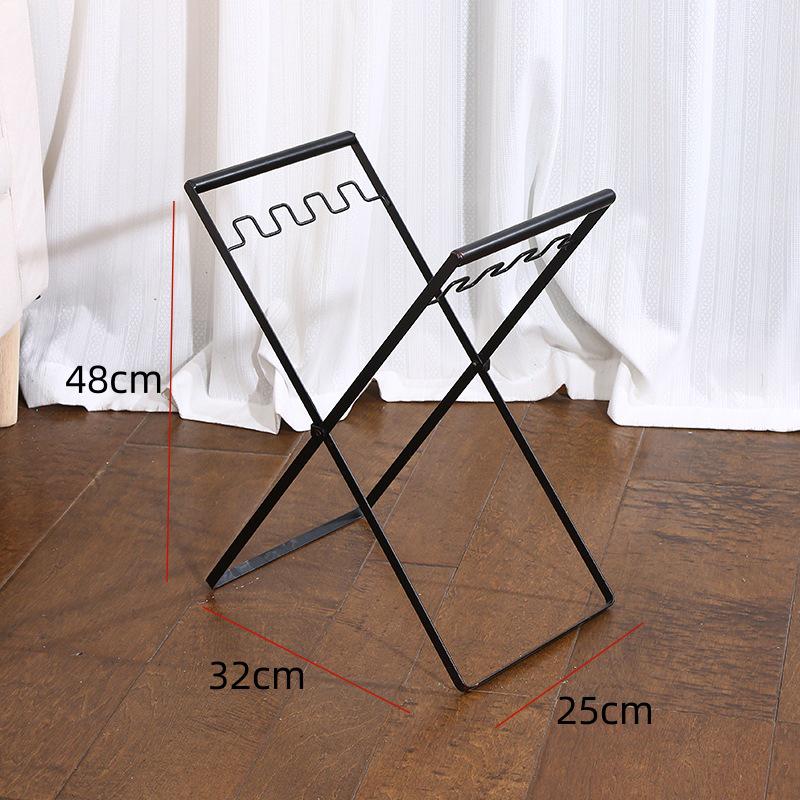 Portable Folding Trash Rack with Wooden Handle for Kitchen and Camping
