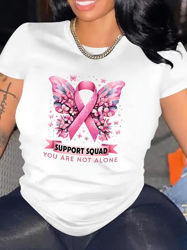 Support Squad Butterfly Pink Ribbon Awareness T-shirt