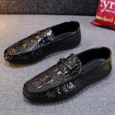 Summer New Crocodile Pattern Beanie Shoes Men's Trendy Men's Casual Shoes Men's British Driving Shoes