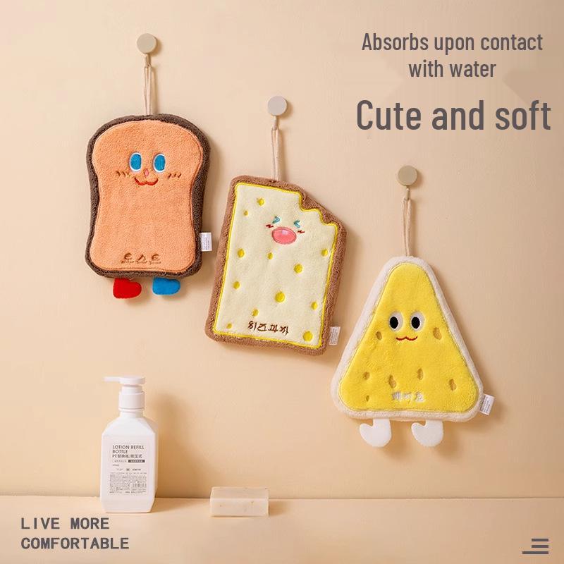 Free Shipping: Korean Style Cartoon Hand Towel - Absorbent, Quick-Drying Coral Fleece for the Kitchen
