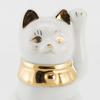 Seto ware white with left paw held in approximately 5cm in diameter and 9cm in mini good luck made in Maneki-neko (beckoning cat) figurine, gold,