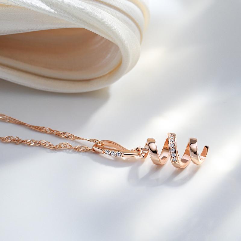 New  Rose Gold Color Geometry Rotate Pendant Necklace For Women Natural Zircon Accessories Bridal Trend Daily Jewelry