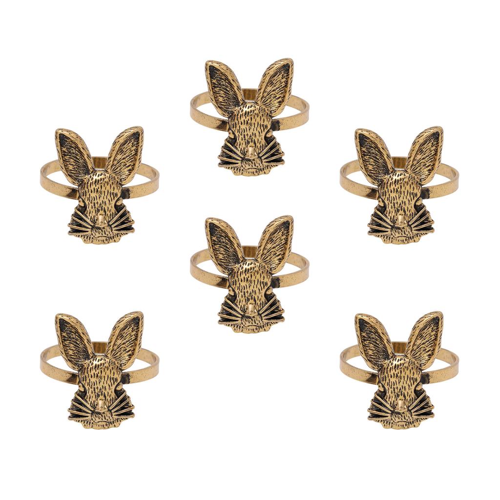 Set of 6 Portable Easter Rabbit Napkin Holders Rabbit Napkin Rings for Easter Thanksgiving and Festival Table Decoration