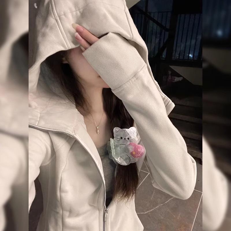 Dámská 2025 Slim Fit bunda s kapucí - Raný podzim, Krátký top korejského stylu obepínající pas