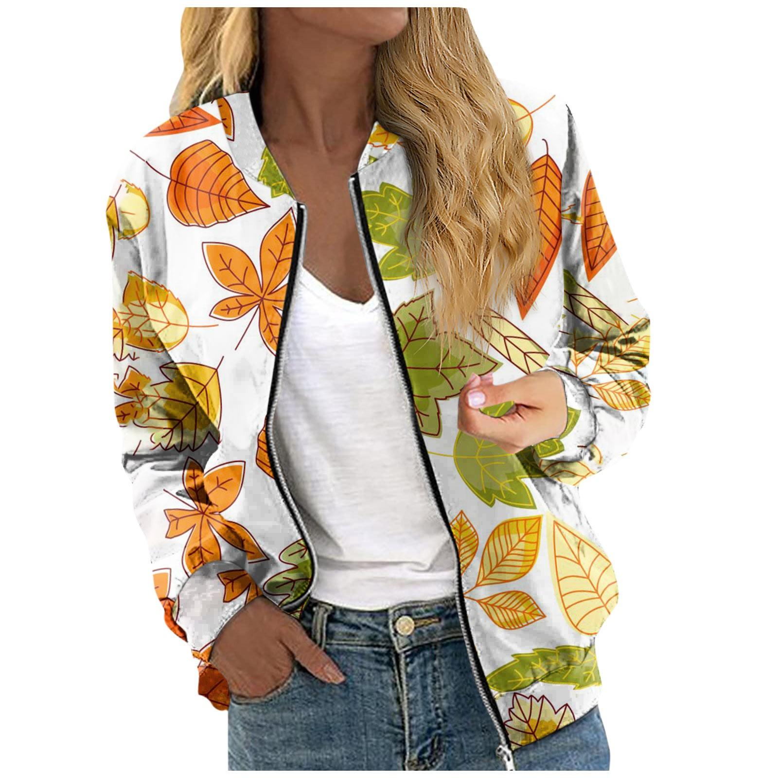 

Куртки для женщин, легкие укороченные куртки с длинным рукавом на молнии, модная верхняя одежда с принтом, повседневные стеганые куртки с карманами XL оранжевый