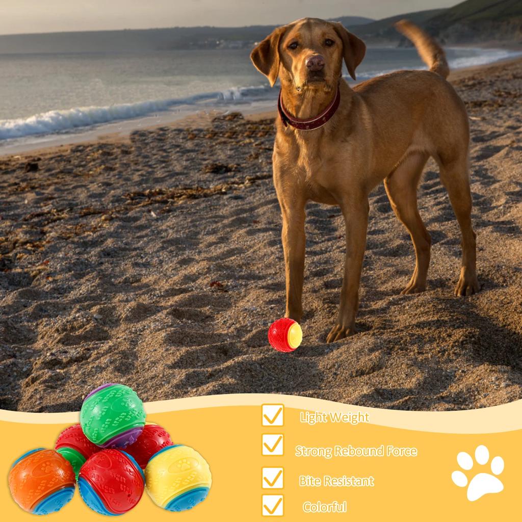 6/12Pcs Dog Squeaky Balls Toys High Bouncy Interactive Toys Rubber Dog Chew Toy Outdoor Throwing Recovery Training Pet Supplies