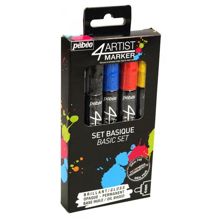 Oil Markers - PEBEO - 4Artist Marker - 5 Markers - 4 Mm Round Tip - Multicolour
