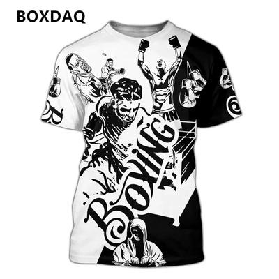 Short Sleeve Men's Sports T-Shirts Boxing Fight Workout Casual Sporty Tops 3D Print Street Style O-Neck Tee Plus Size 6XL