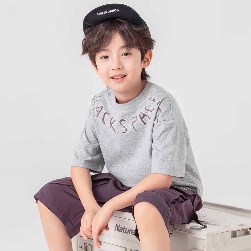 Boys  Cool Feel Pure Cotton Letter Print Short Sleeve T-Shirt 140