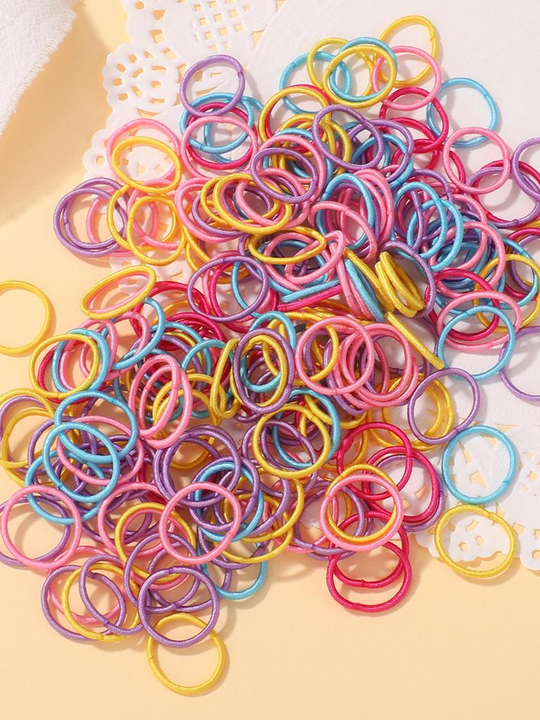 100 Pcs/Lot 2cm Hair Ties Gum Colorful Nylon Rubber Band Rope Doll Hair Accessories Black Elastic Hair Bands for Baby Girls Gift